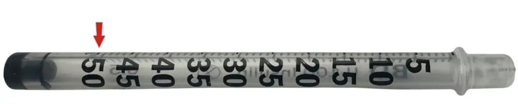 .5mL in a .5mL syringe