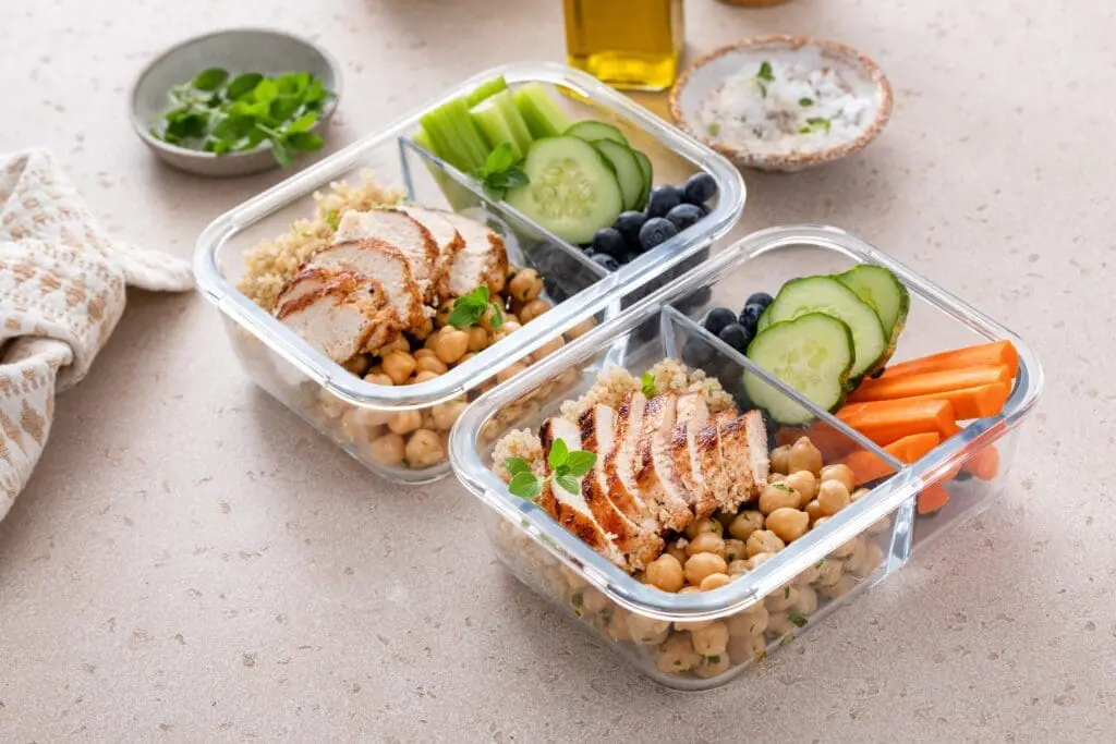 High-protein meals portioned in containers for bariatric meal planning