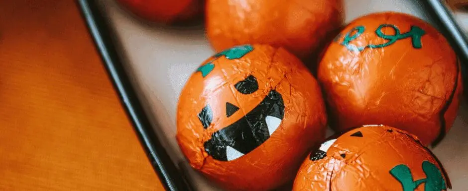 small dish with halloween candy