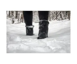 black boots in the snow