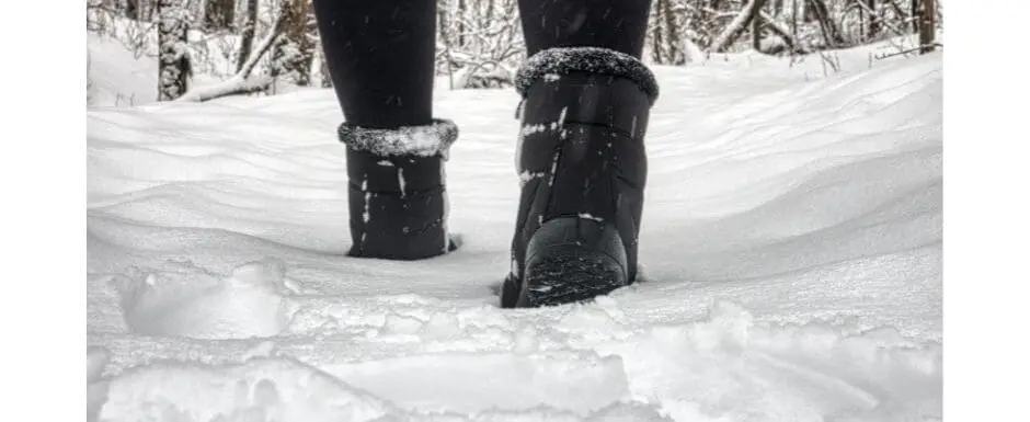 black boots in the snow