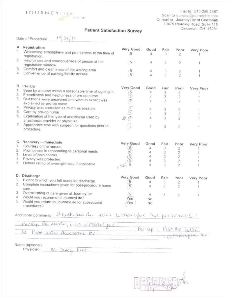 Patient satisfaction survey #6