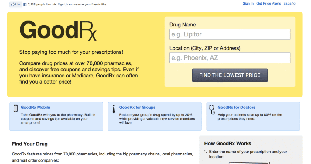 GoodRx GoodRx home page