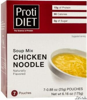 box of proti chicken noodle soup mix