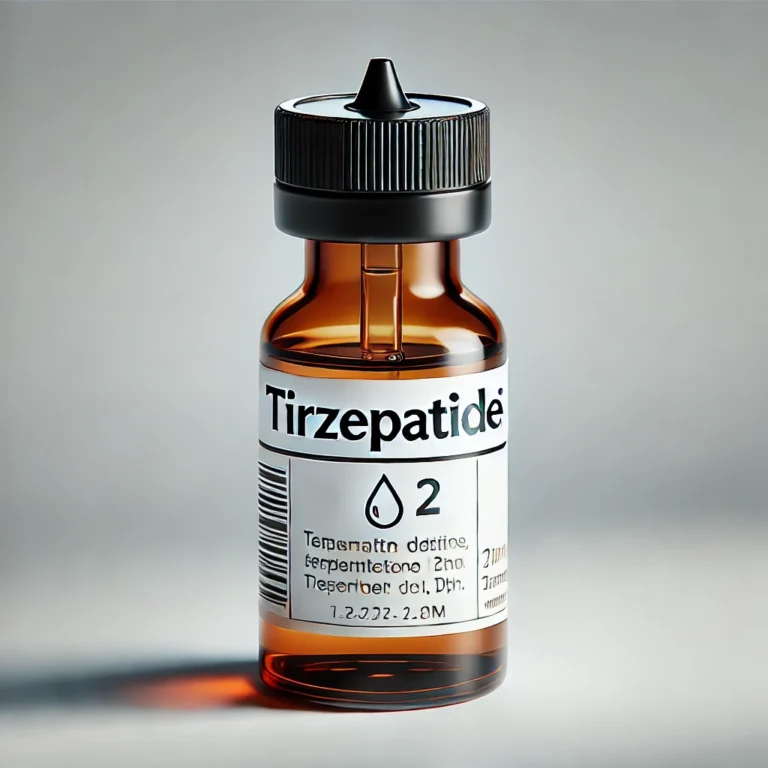 small glass vial of tirzepatide