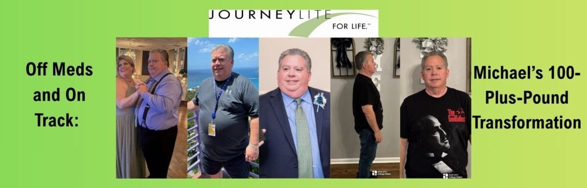 Michael’s gastric sleeve transformation at JourneyLite—progress photos from before surgery to 100+ pounds lost with Dr. James Augusta.