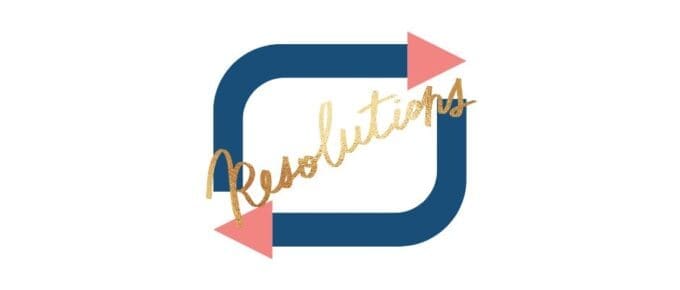 arrows showing a cycle with text in gold that spells resolutions