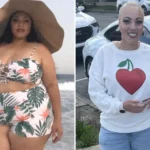 Heather before and after gastric sleeve surgery showing her 74-pound weight loss at JourneyLite