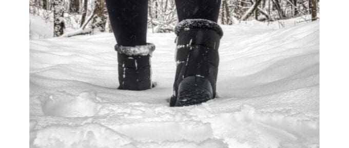 black boots in the snow