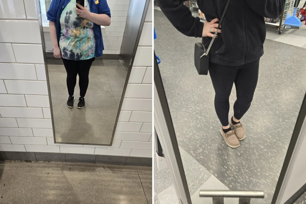 Justice before and after gastric sleeve surgery showing her 110-pound weight loss at JourneyLite