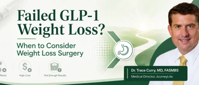 Dr. Trace Curry discusses weight loss surgery options for patients who did not lose enough weight with GLP-1 medications